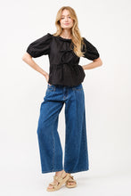 Load image into Gallery viewer, 3 Bow peplum tie blouse