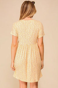 Light yellow floral print dress