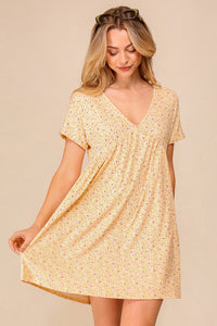 Light yellow floral print dress