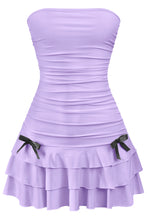Load image into Gallery viewer, ruched ruffled mini dress