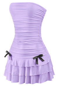 ruched ruffled mini dress