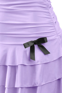 ruched ruffled mini dress