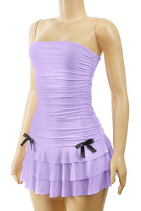 ruched ruffled mini dress