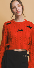 Load image into Gallery viewer, Bow knit sweater in red