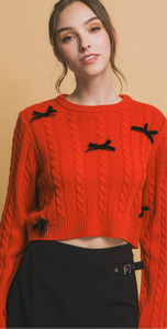 Bow knit sweater in red