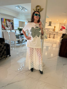 Mesh sheer lace skirt