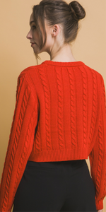 Bow knit sweater in red