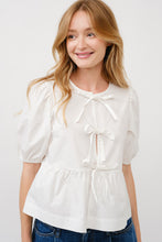 Load image into Gallery viewer, Three Bow front cotton blouse