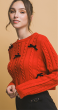 Load image into Gallery viewer, Bow knit sweater in red