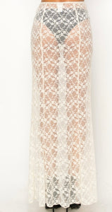 Mesh sheer lace skirt