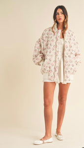 Pastel floral oversized bomber