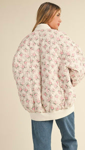 Pastel floral oversized bomber