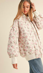 Pastel floral oversized bomber