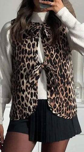 leopard print  bow vest