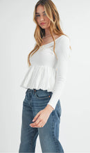 Load image into Gallery viewer, CONTRAST BUBBLE HEM LONG SLEEVE RIBbed TOP