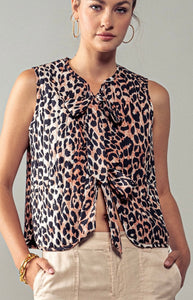 leopard print  bow vest