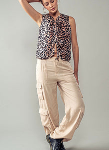 leopard print  bow vest