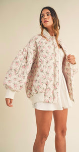 Pastel floral oversized bomber