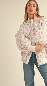 Pastel floral oversized bomber