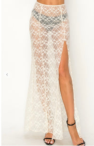 Mesh sheer lace skirt