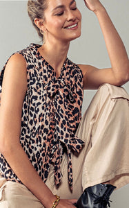 leopard print  bow vest