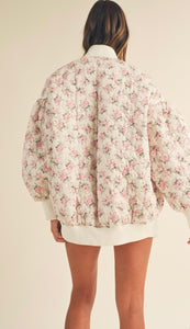 Pastel floral oversized bomber