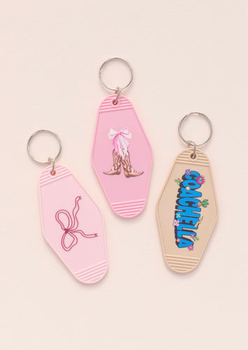 coquette cowgirl motel keychain