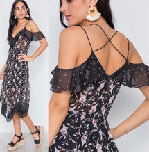 Load image into Gallery viewer, Polka floral print swing dress